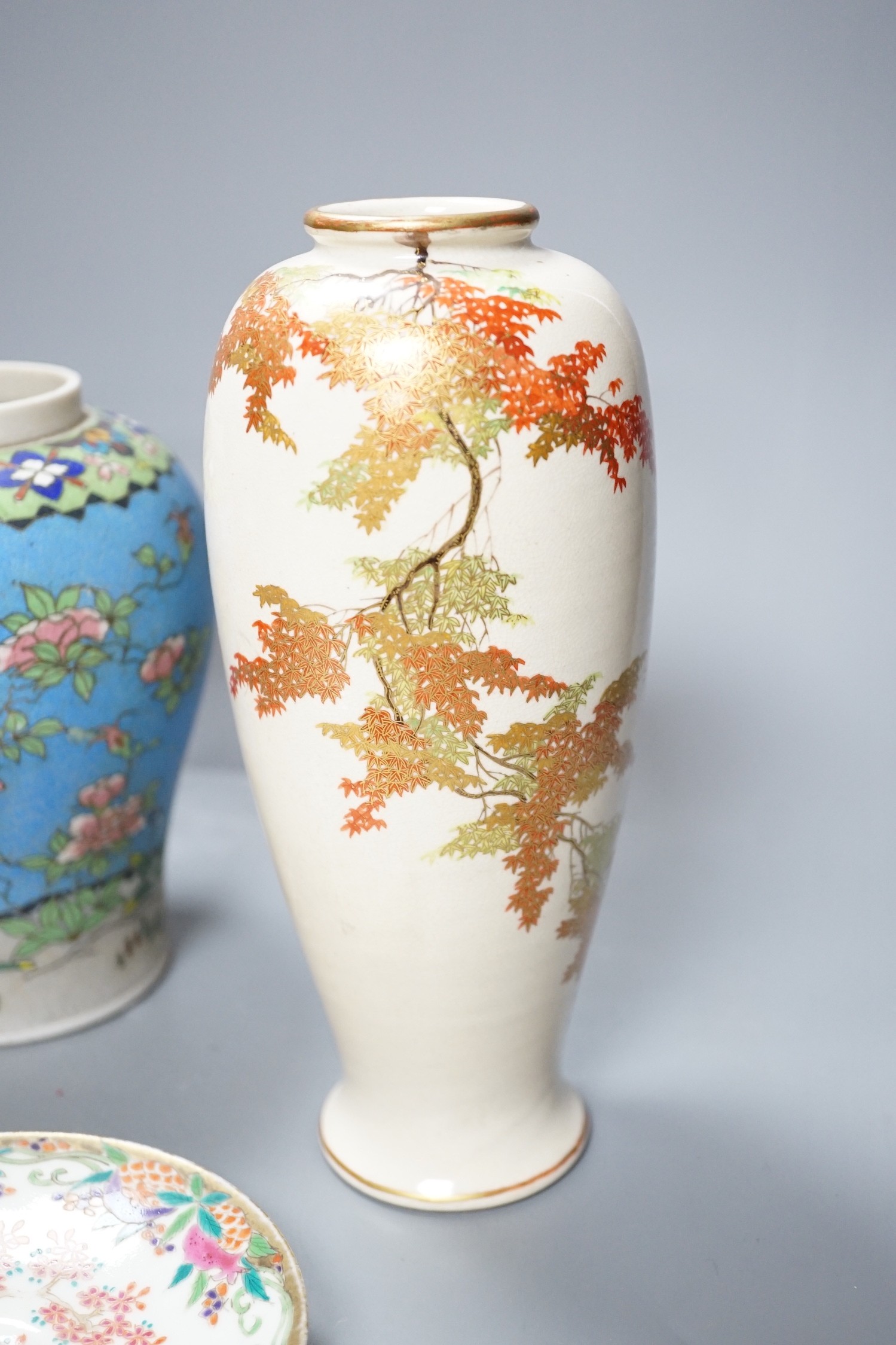 A group of assorted Japanese ceramics, to include Satsuma and Kutani, etc.